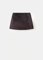 Leather And Fur Effect Mini Skirt