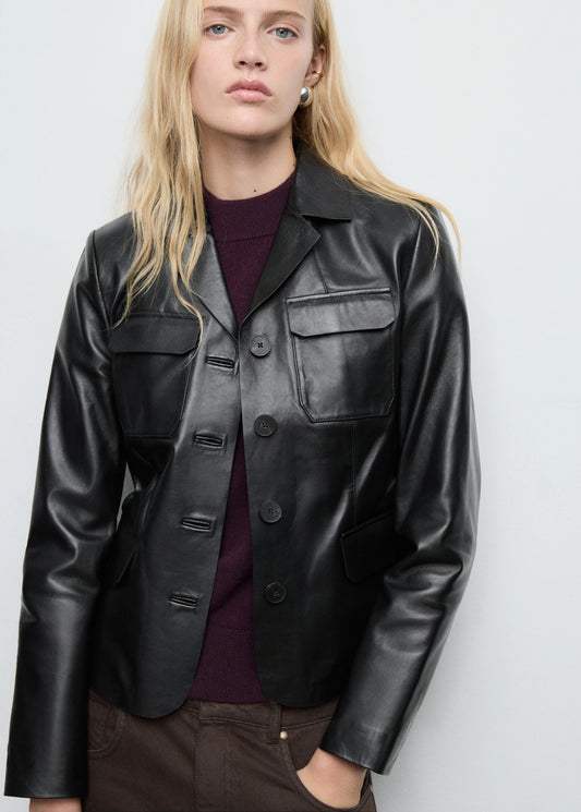 Leather Jacket With Flap Pockets