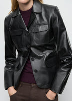 Leather Jacket With Flap Pockets