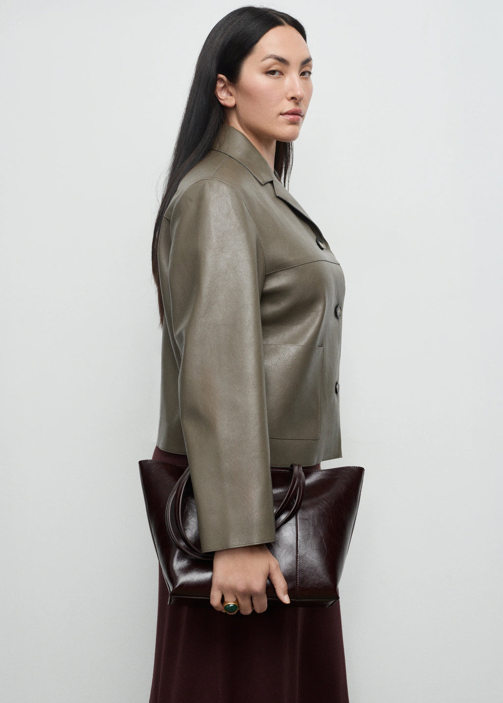 Leather Effect Jacket With Pockets