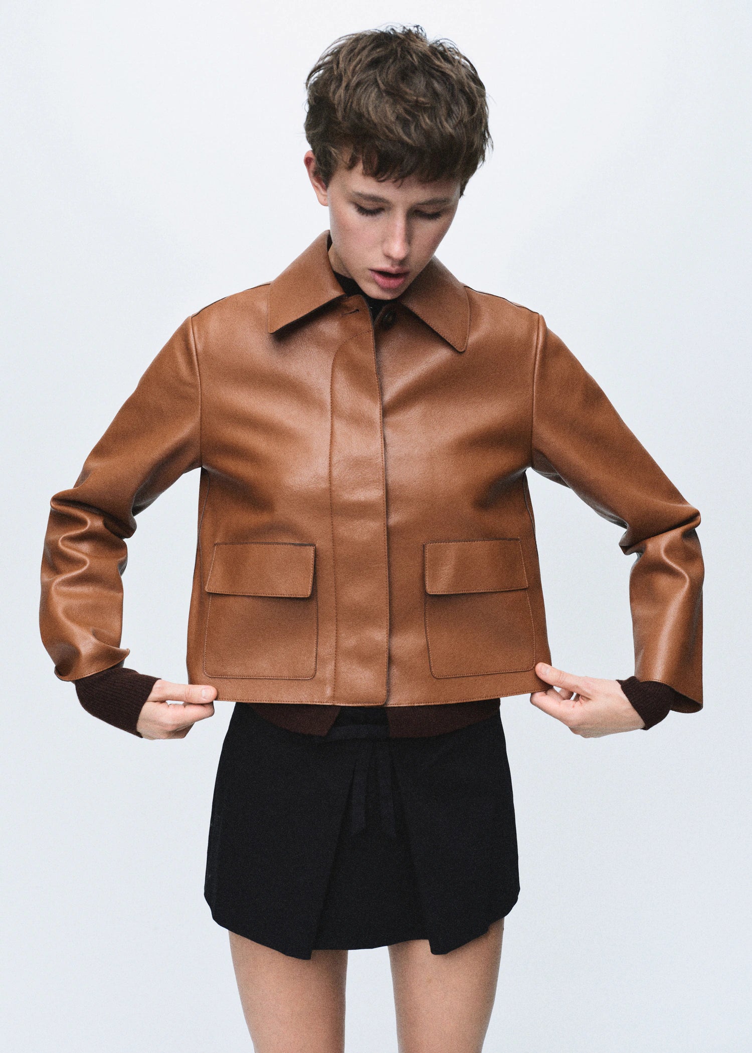 Leather Effect Jacket With Pockets