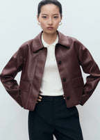 Leather Effect Jacket With Pockets