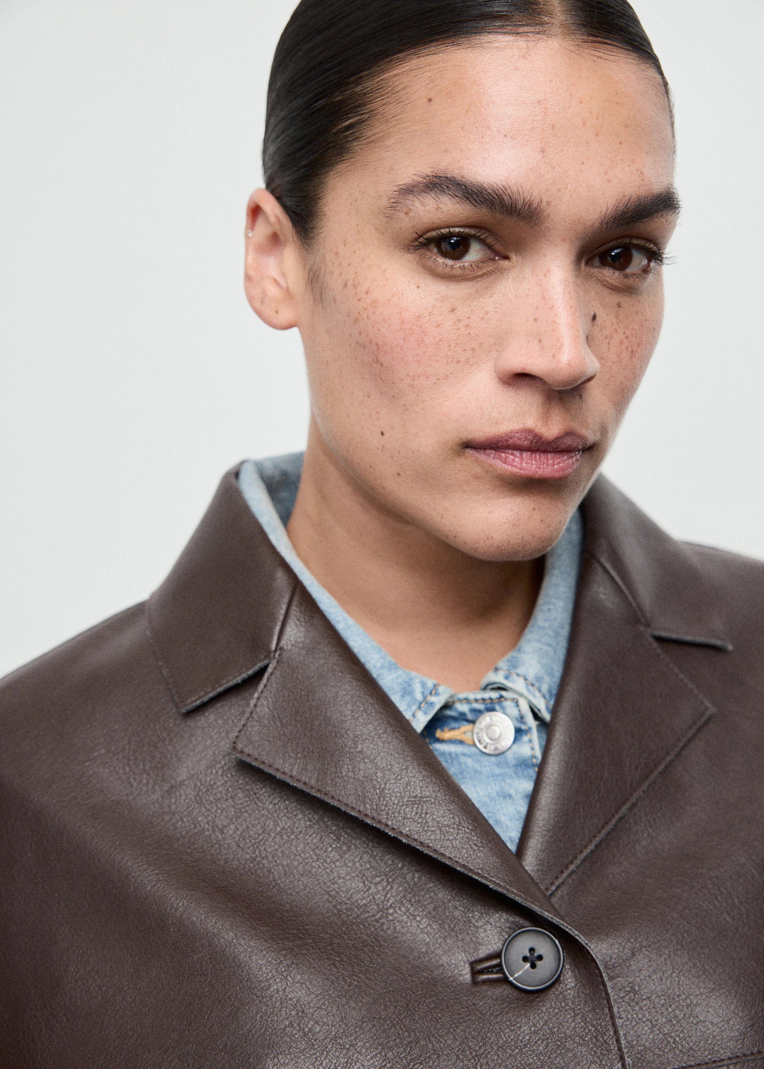 Leather Effect Jacket With Pockets