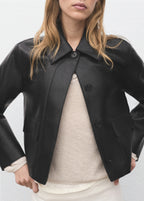 Leather Effect Jacket With Pockets
