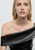 Leather Effect Top With Open Shoulders