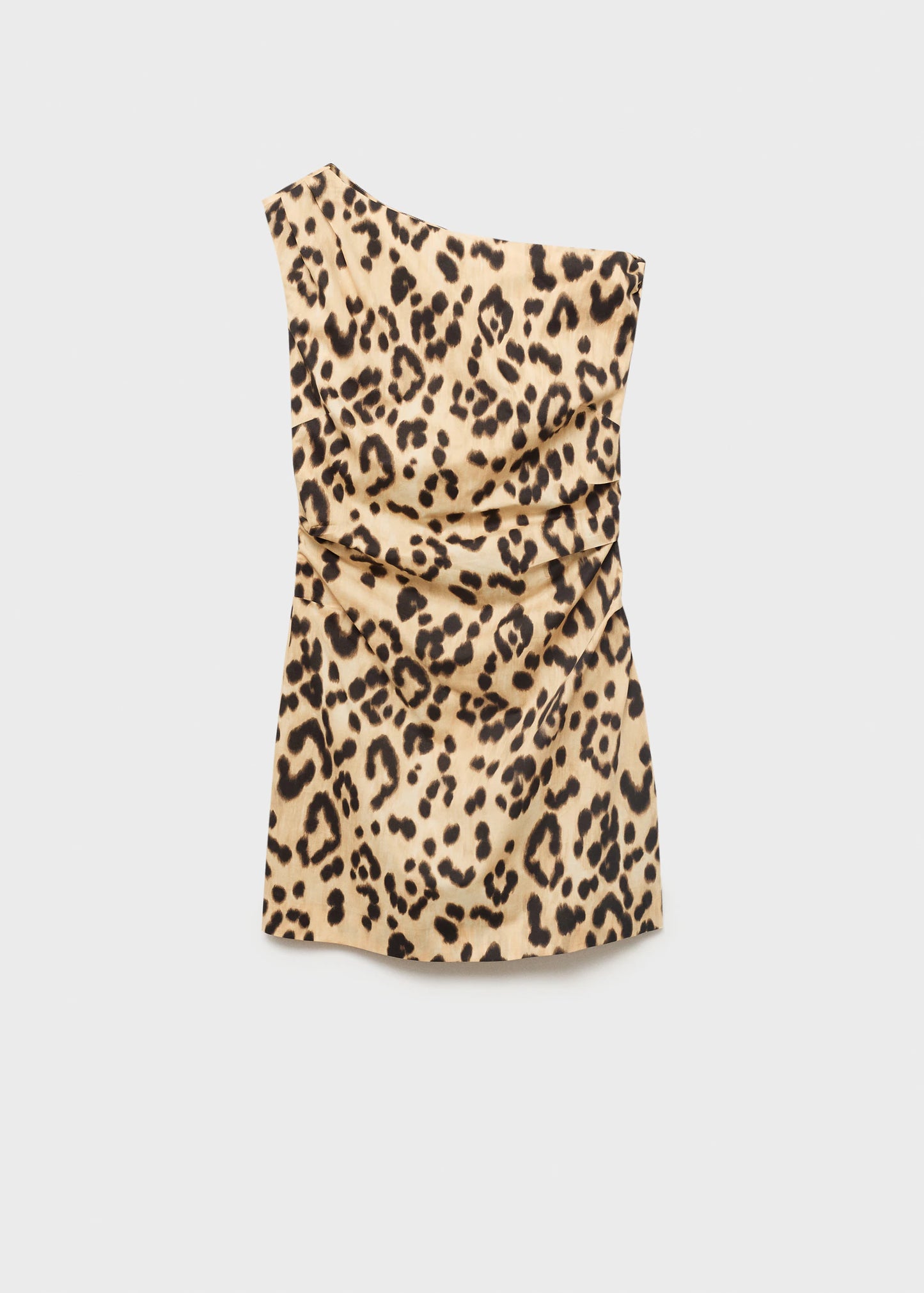 Leopard Print Asymmetrical Neckline Dress