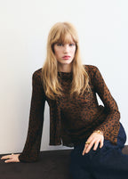 Leopard Print Blouse With Scarf