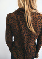 Leopard Print Blouse With Scarf