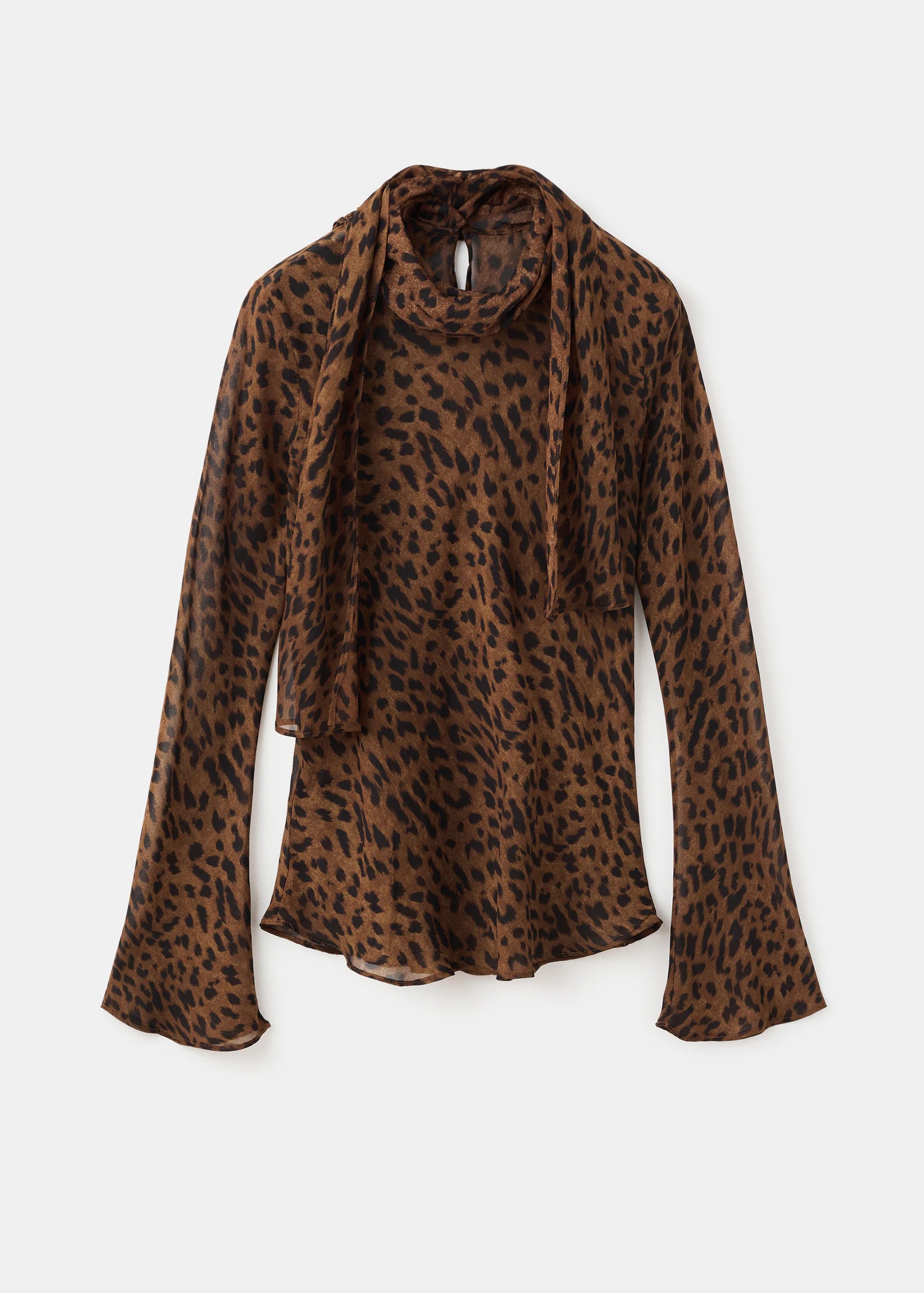 Leopard Print Blouse With Scarf