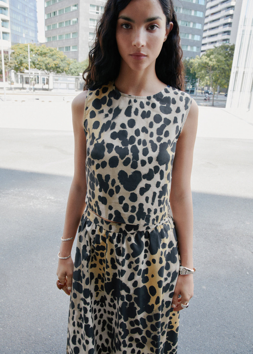 Leopard Print Buttoned Crop Top