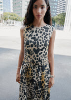 Leopard Print Buttoned Crop Top