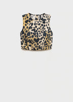 Leopard Print Buttoned Crop Top