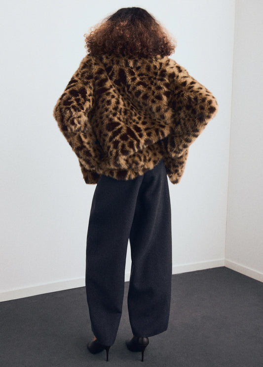 Leopard Print Fur Effect Coat