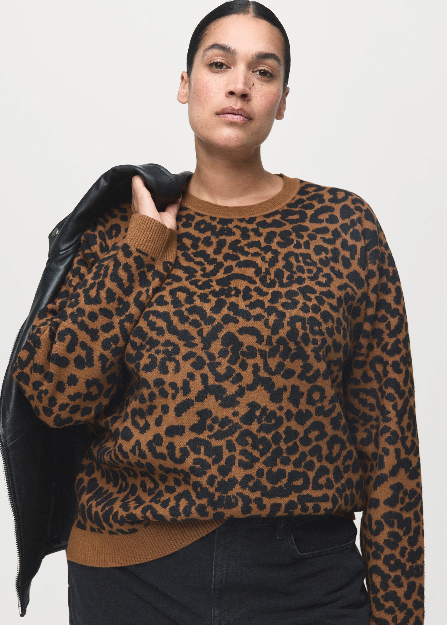 Leopard Print Knitted Sweater