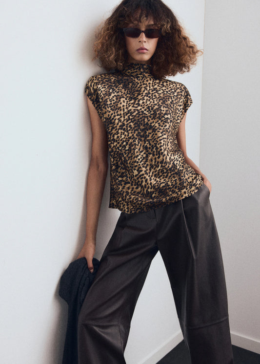Leopard Print Satin Blouse