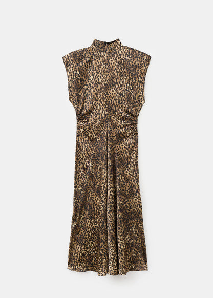 Leopard Print Satin Dress