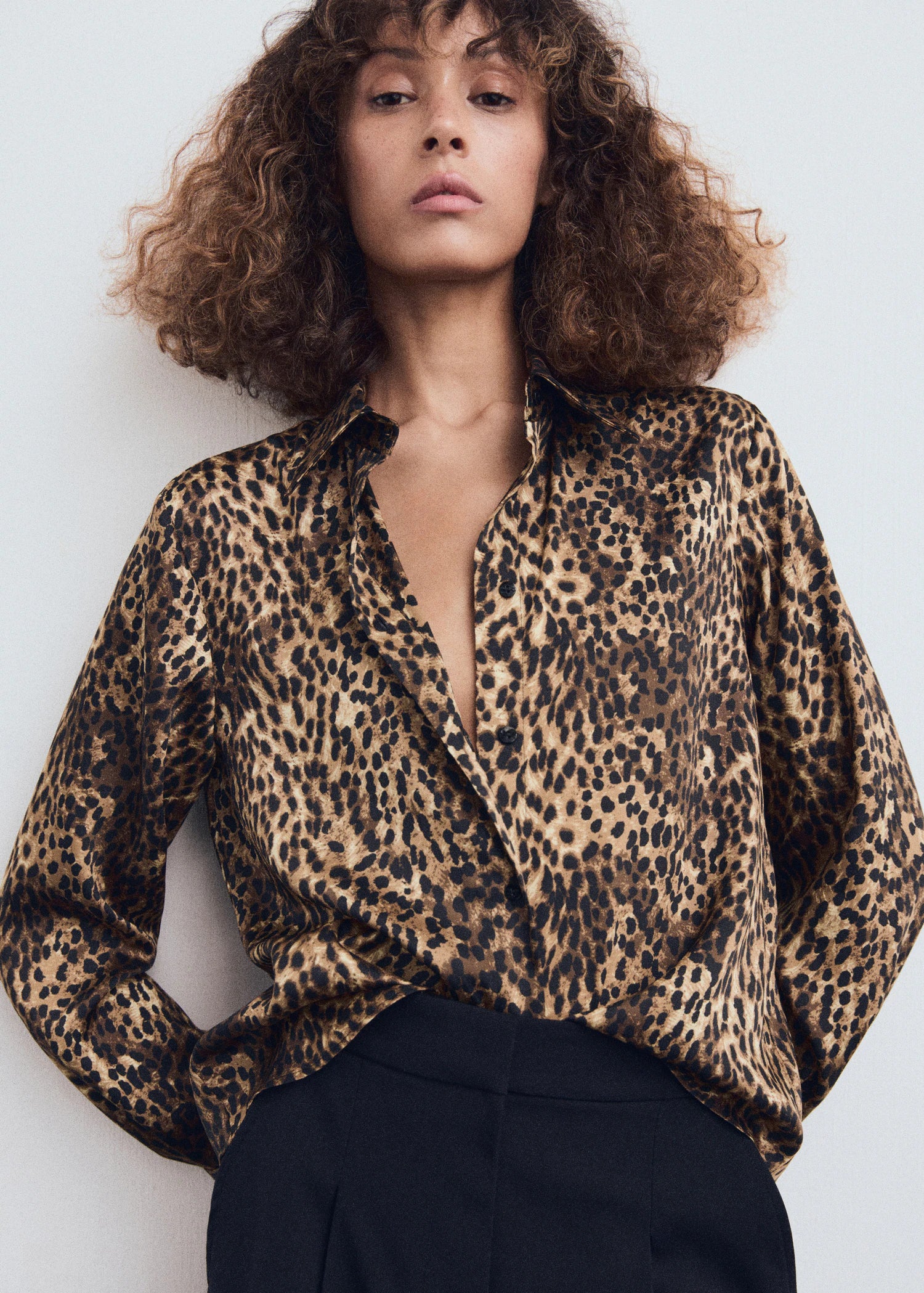 Leopard Print Satin Shirt