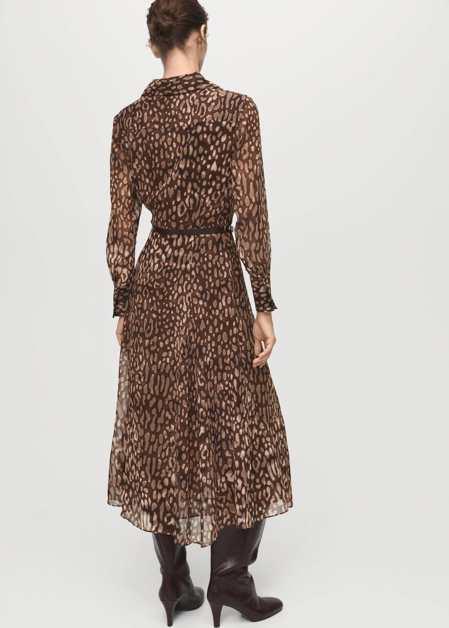 Leopard Print Shirt Dress With Belt