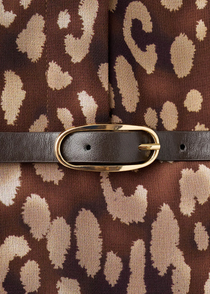 Leopard Print Shirt Dress With Belt