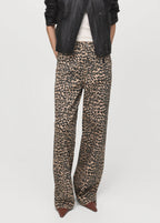 Leopard Print Straight Jeans