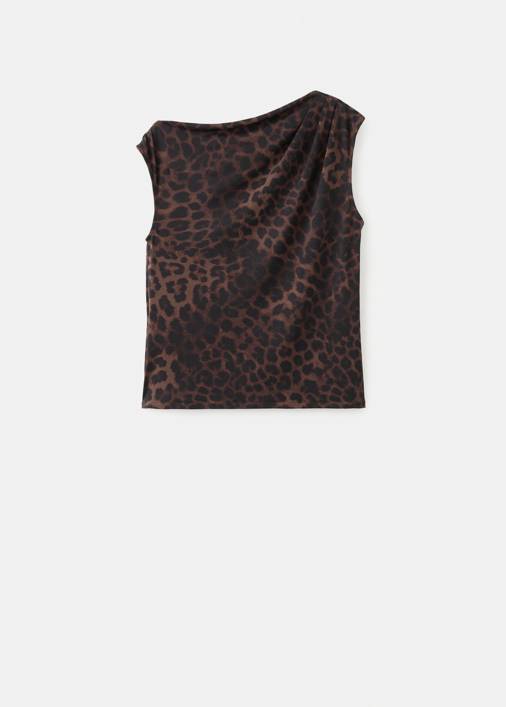 Leopard Print Top With Asymmetrical Collar