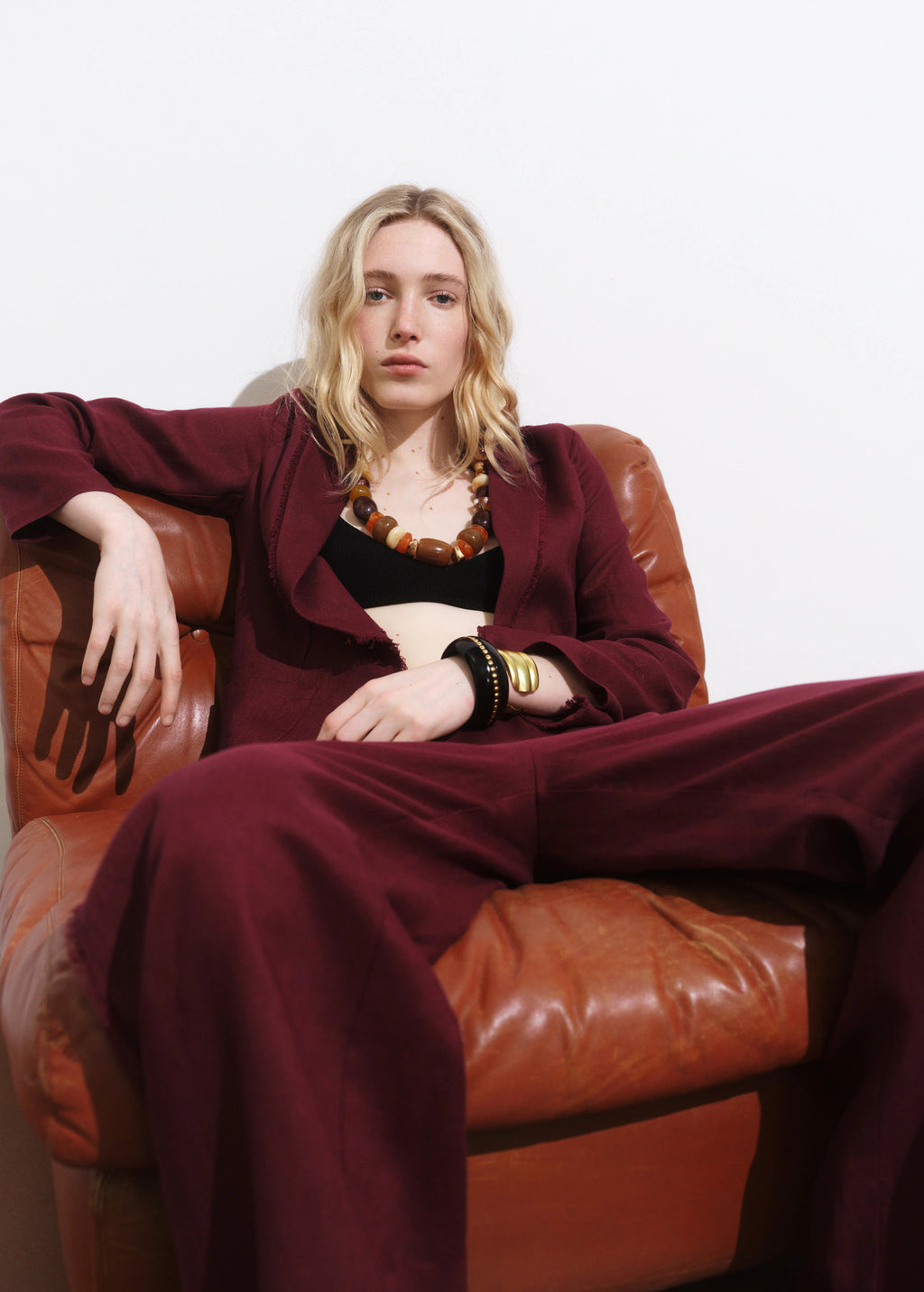 Linen Suit Jacket With Frayed Ends