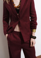 Linen Suit Jacket With Frayed Ends