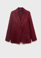 Linen Suit Jacket With Frayed Ends