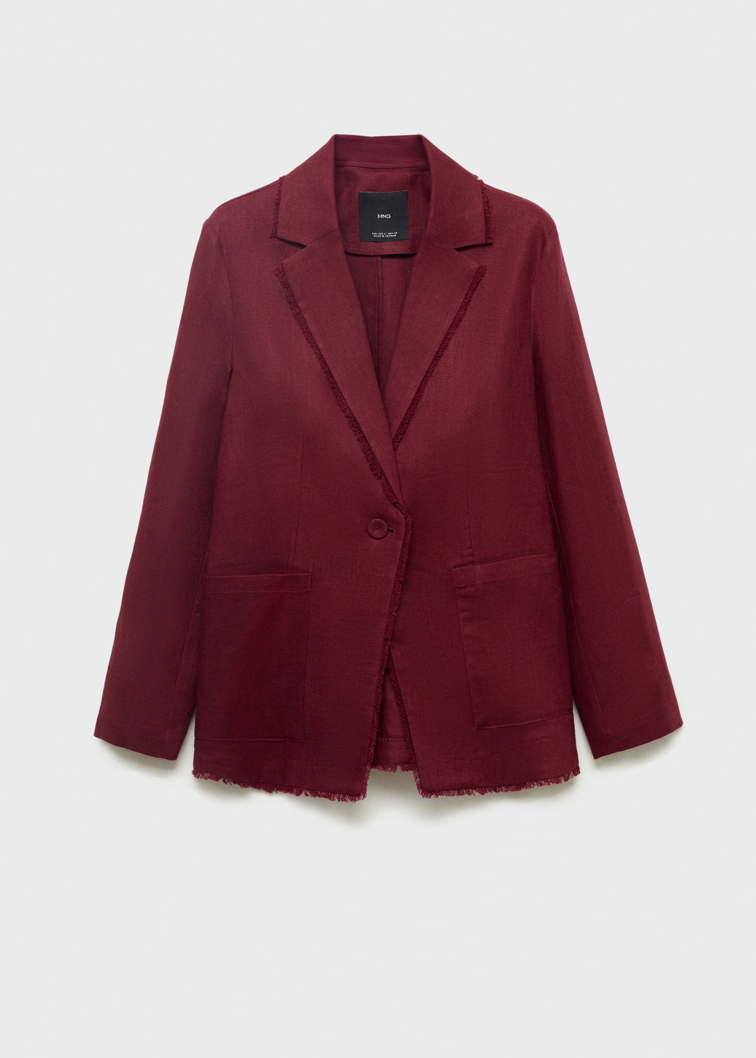 Linen Suit Jacket With Frayed Ends