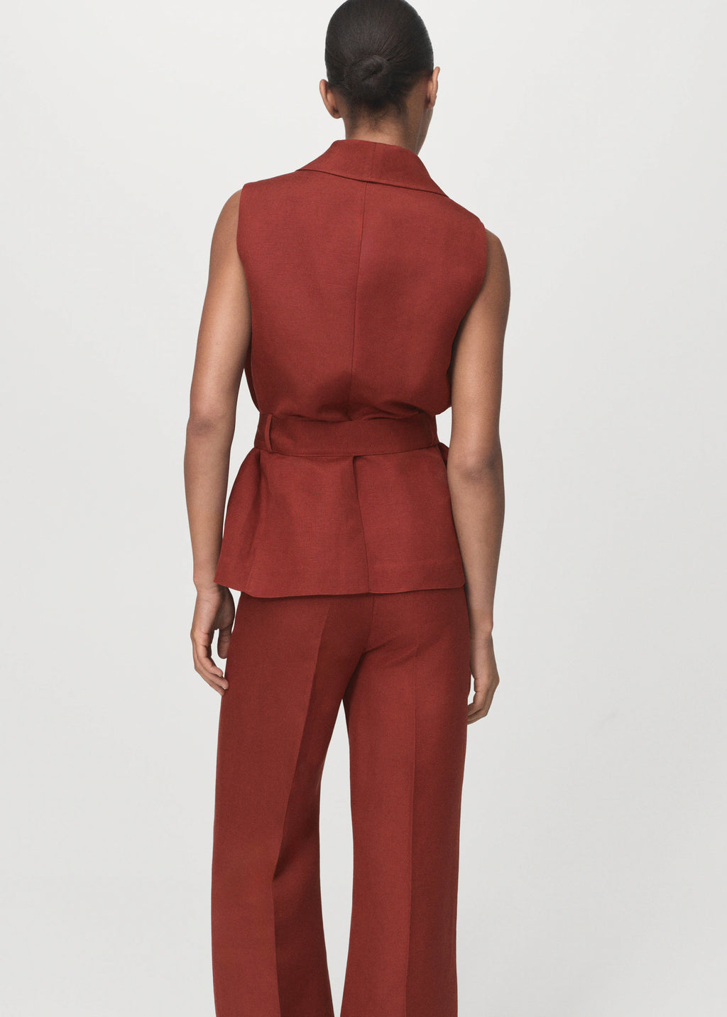 Linen Suit Waistcoat With Belt