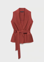 Linen Suit Waistcoat With Belt