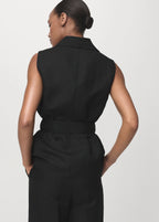 Linen Suit Waistcoat With Belt