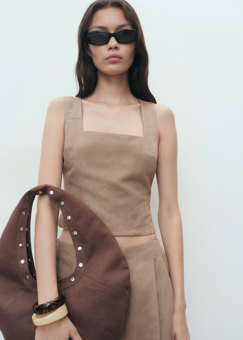 Linen Blend Cross Back Top