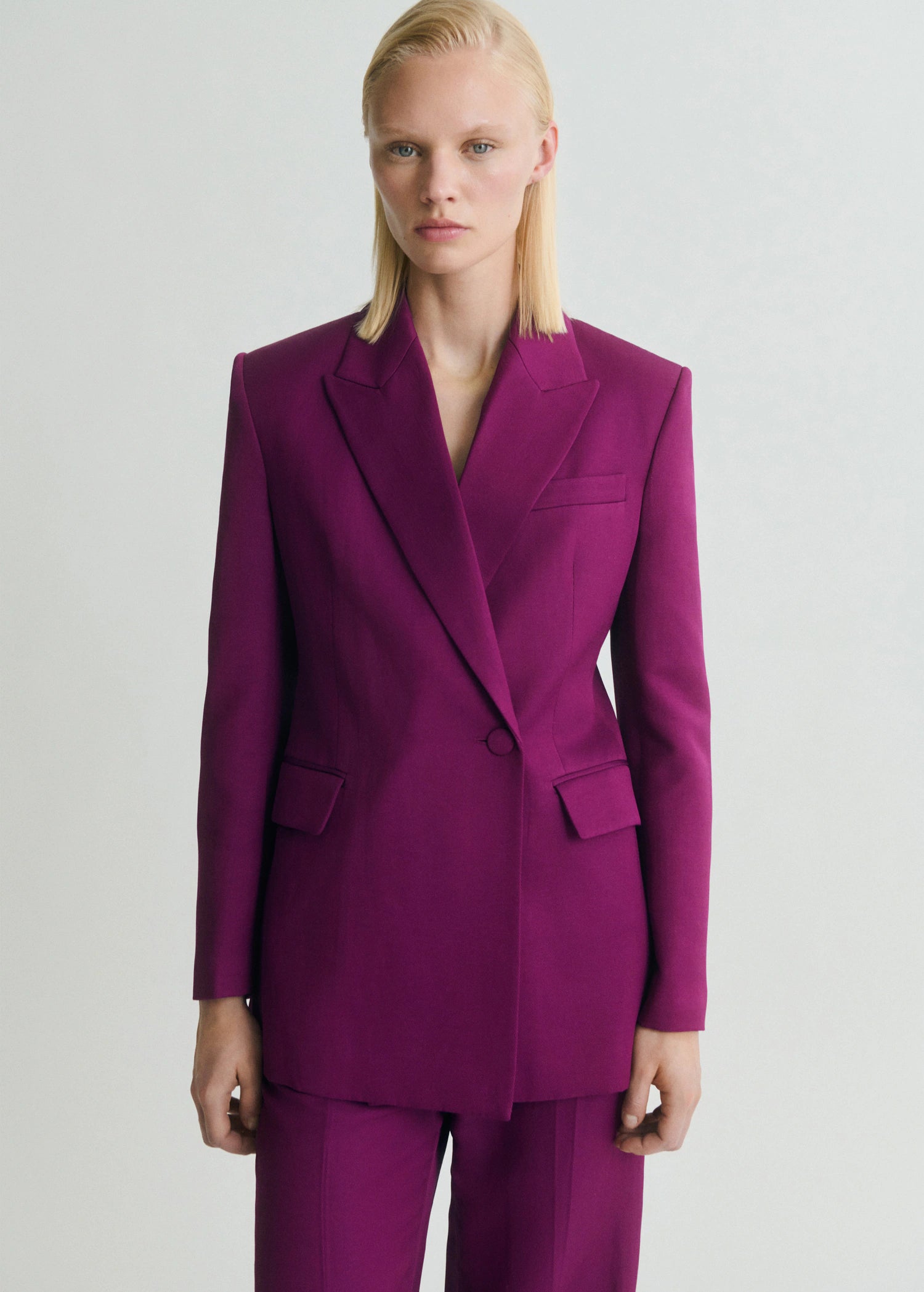 Linen Blend Double Breasted Suit Jacket