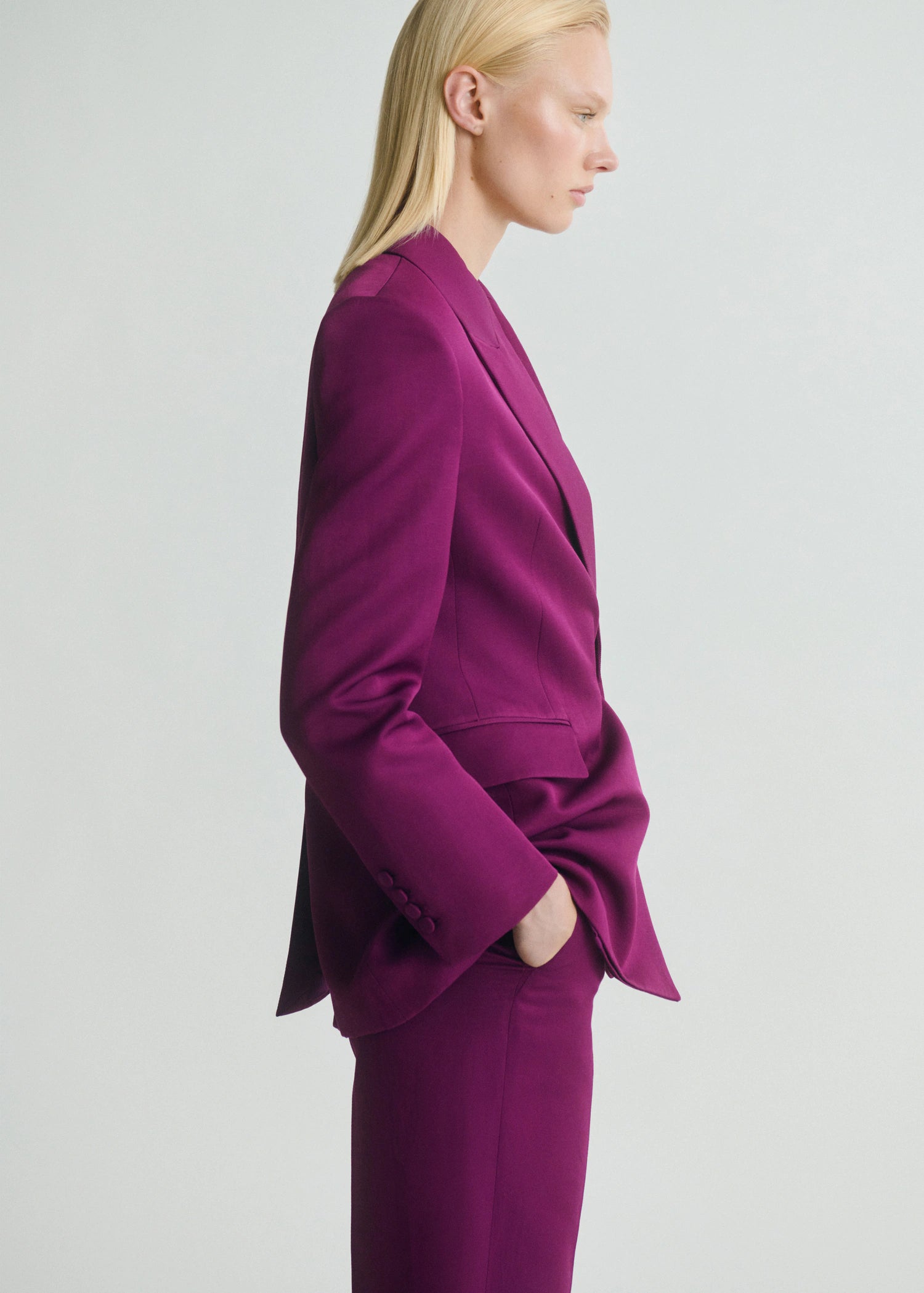 Linen Blend Double Breasted Suit Jacket