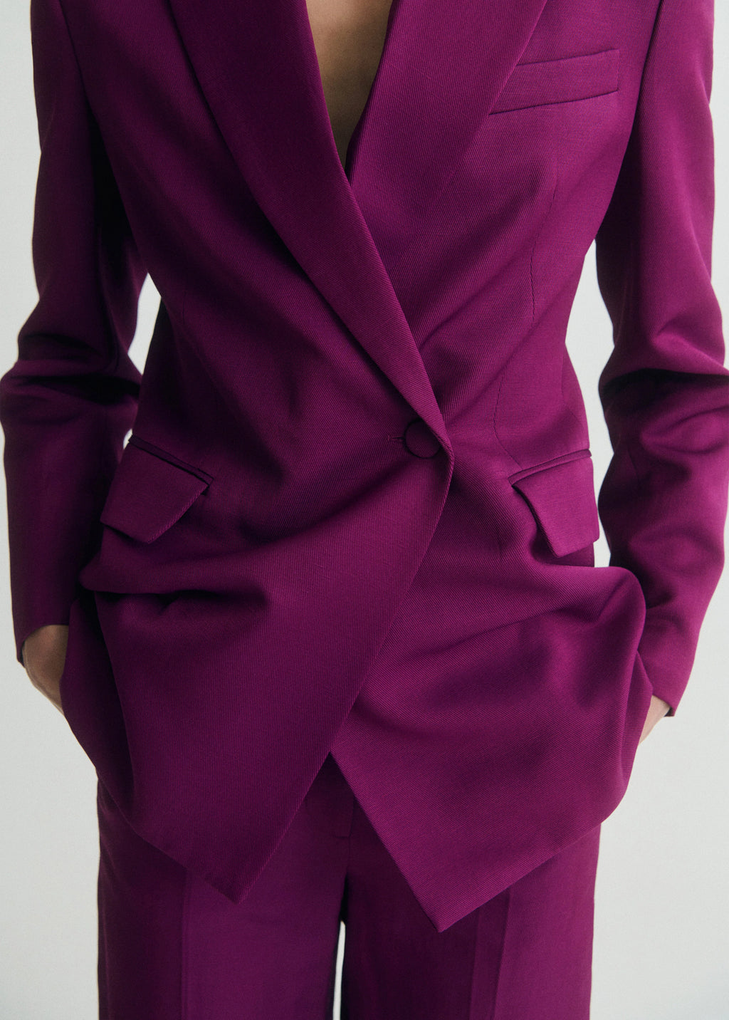 Linen Blend Double Breasted Suit Jacket