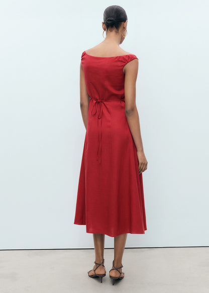 Linen Blend Dress With Buttons