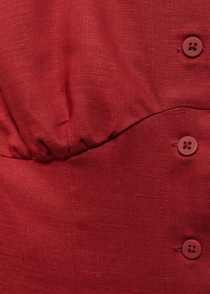 Linen Blend Dress With Buttons