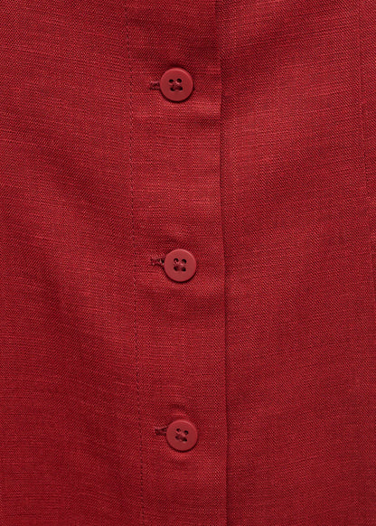 Linen Blend Dress With Buttons