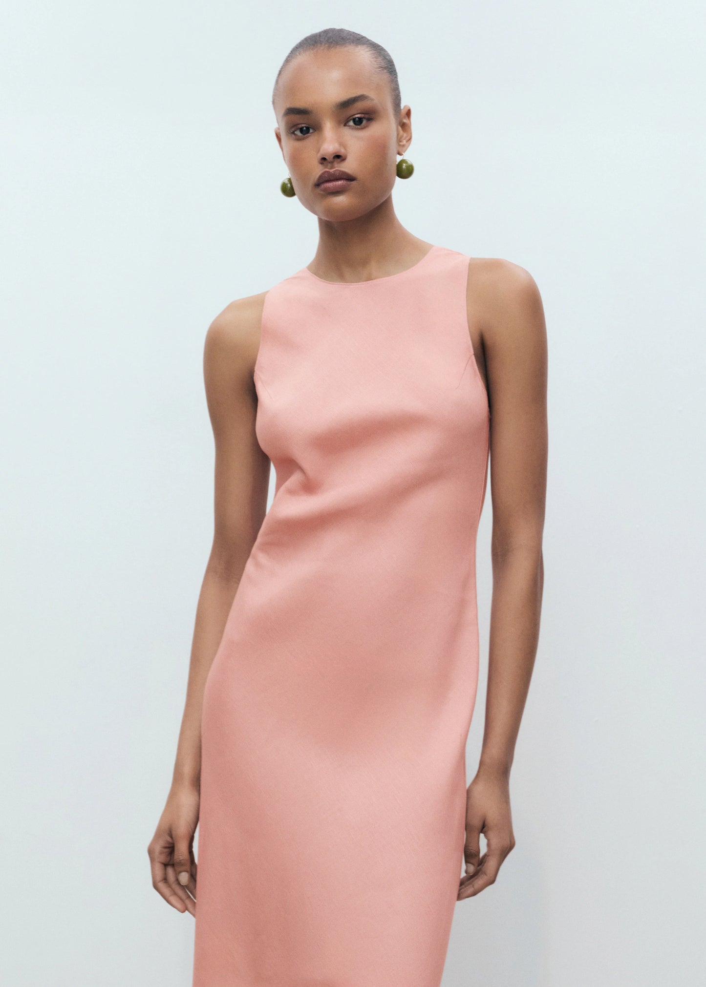 Linen Blend Midi Dress