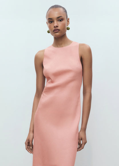 Linen Blend Midi Dress