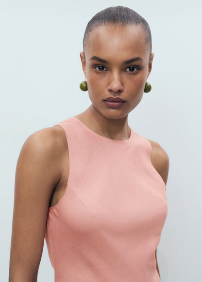 Linen Blend Midi Dress