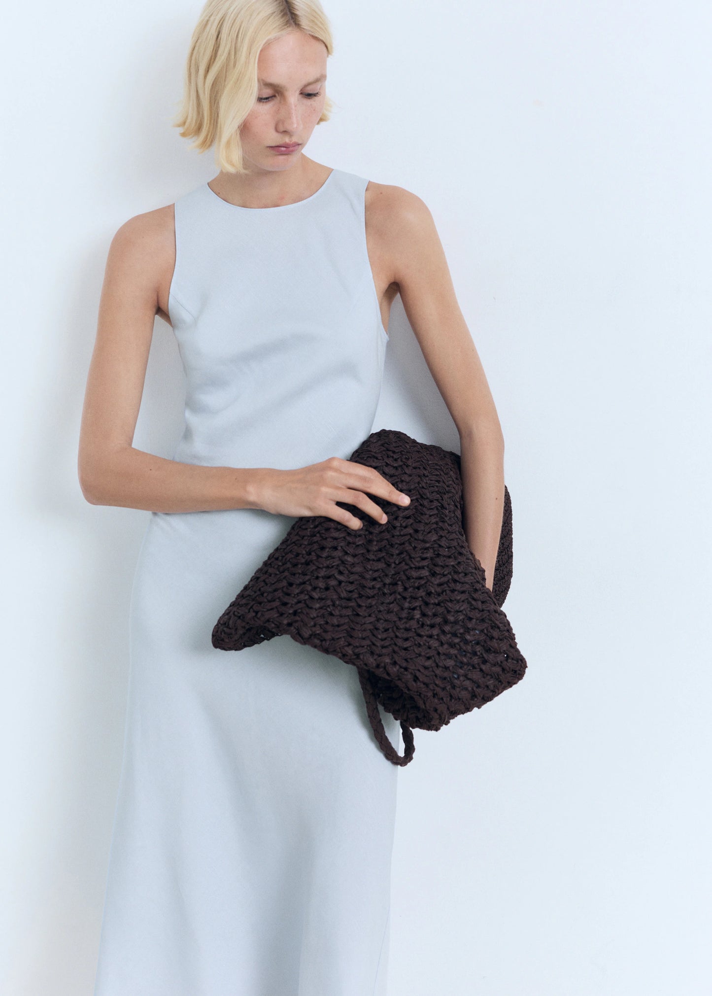 Linen Blend Midi Dress