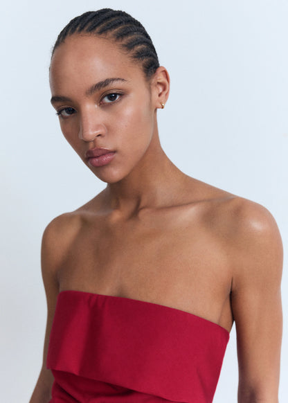 Linen Blend Strapless Jumpsuit