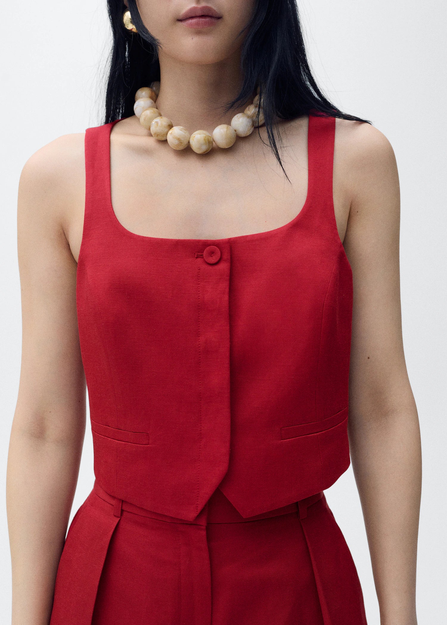 Linen Blend Suit Waistcoat