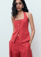 Linen Blend Suit Waistcoat