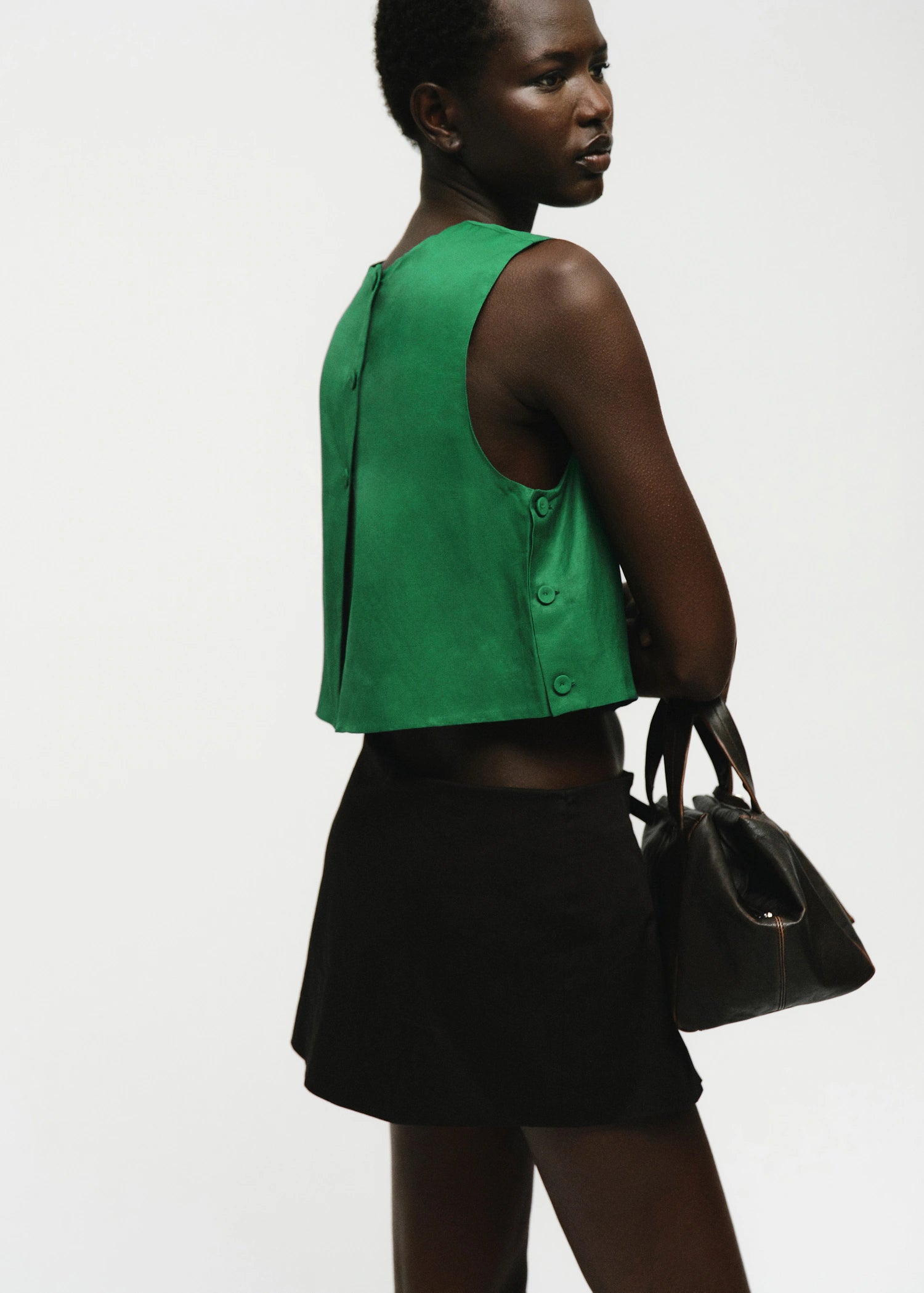 Linen Blend Top With Buttons