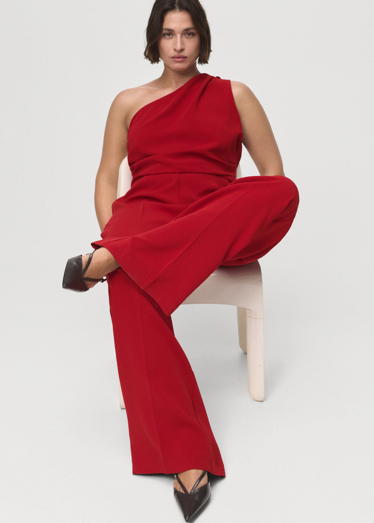 Long Asymmetrical Draped Jumpsuit