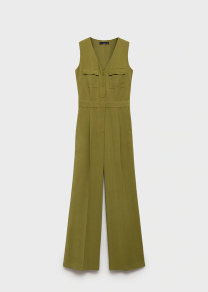 Long Chest Pocket Jumpsuit