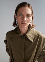 Long Cotton Trench Coat With Concealed Buttons